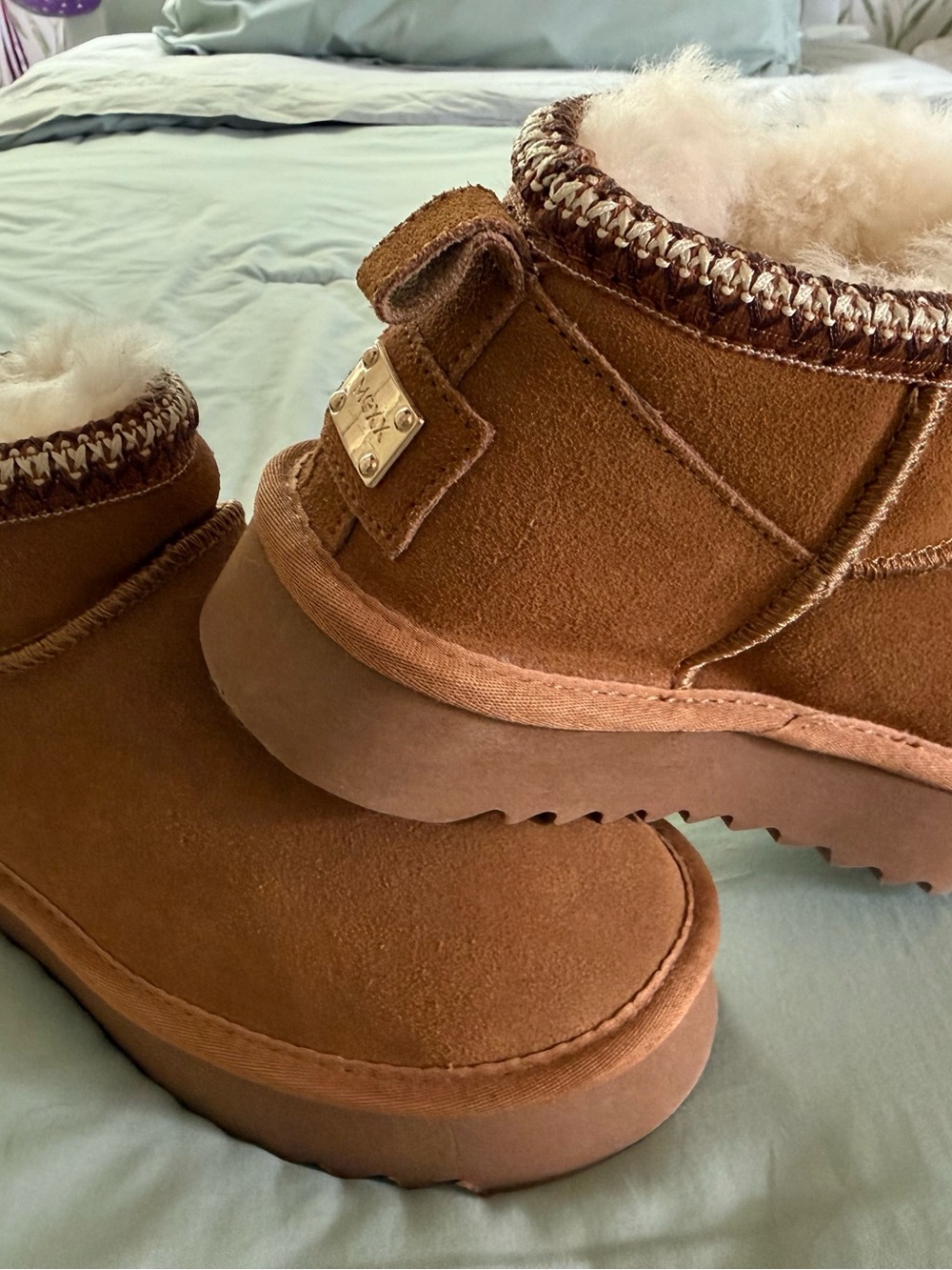 Mexx Chestnut Brown Shearling Lined Ankle Booties